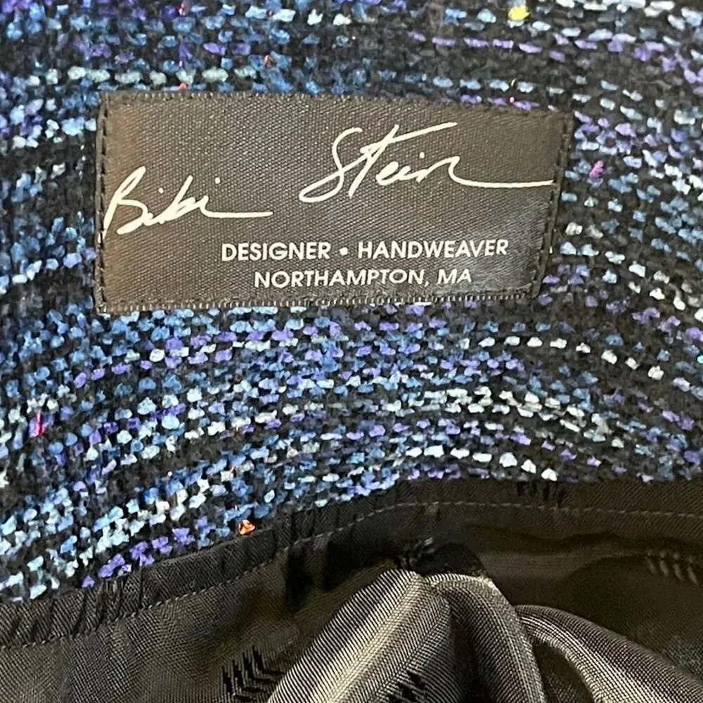 Bibi Stein Handwoven Jacket & Vest Set Navy Textured Full Zip Artisan Designer